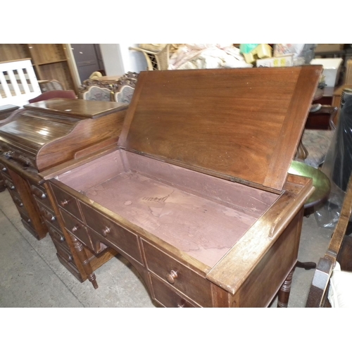 554 - ANTIQUE MAHOGANY DESK WITH RISING TOP