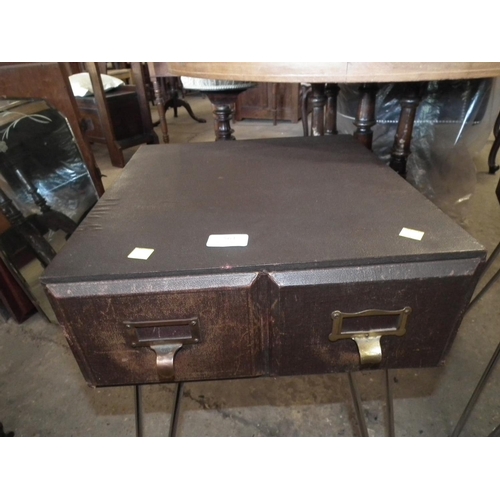 561 - 2 DRAWER LEATHERETTE TABLE WITH CHROME LEGS