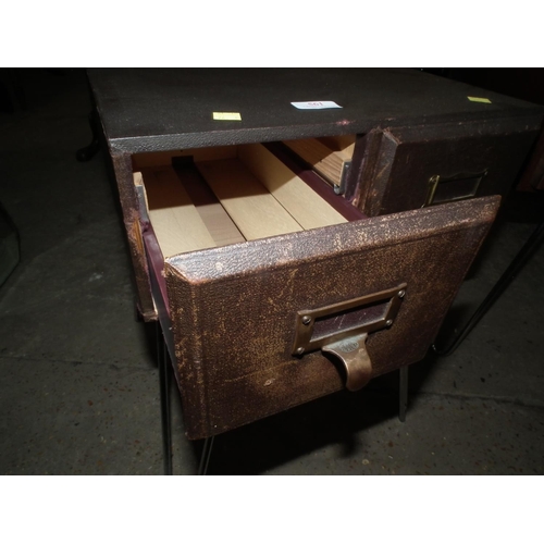 561 - 2 DRAWER LEATHERETTE TABLE WITH CHROME LEGS