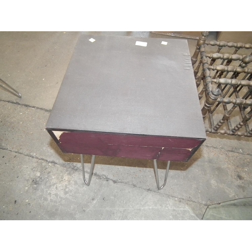 561 - 2 DRAWER LEATHERETTE TABLE WITH CHROME LEGS