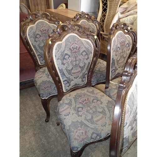 565 - SET OF 8 UPHOLSTERED MAHOGANY DINING CHAIRS