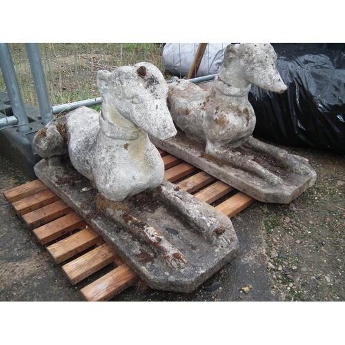 30A - PAIR OF ANTIQUE GREYHOUND GARDEN ORNAMENTS