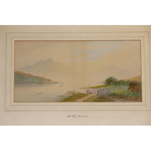 105 - PAIR OF FRAMED WATERCOLOURS OF LAKE & MOUNTAIN SCENE, SIGNED BY M.D. ANSELL, 1913