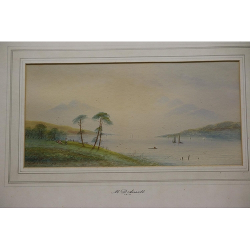 105 - PAIR OF FRAMED WATERCOLOURS OF LAKE & MOUNTAIN SCENE, SIGNED BY M.D. ANSELL, 1913