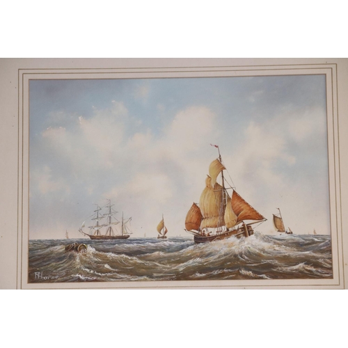 108 - FRAMED PICTURE OF SAILING VESSELS IN A FRESH BREEZE BY RONALD HORNE