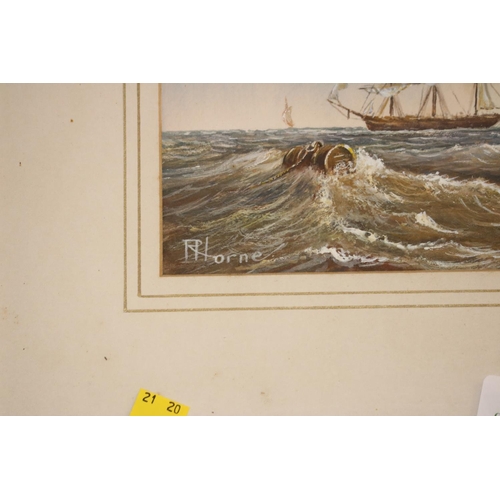 108 - FRAMED PICTURE OF SAILING VESSELS IN A FRESH BREEZE BY RONALD HORNE