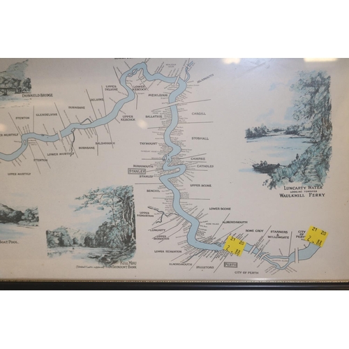 141 - FRAMED FISHERMANS MAP OF SALMON POOLS ON THE RIVER TAY COMPLIED BY NIGEL HOULDSWORTH