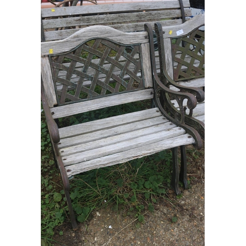 34 - GARDEN METAL/WOOD BENCH & 2 ARMCHAIRS