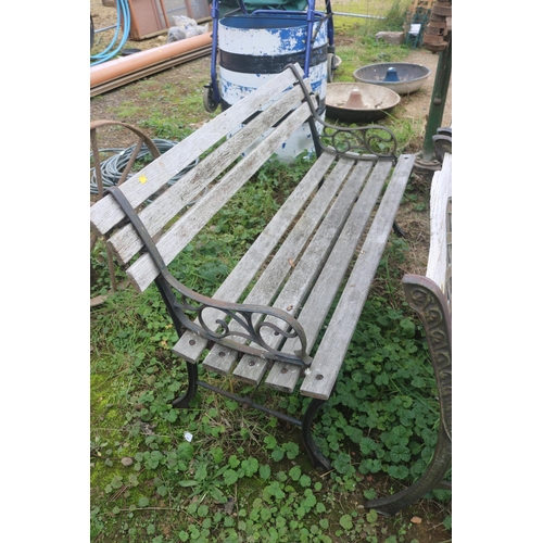 34 - GARDEN METAL/WOOD BENCH & 2 ARMCHAIRS