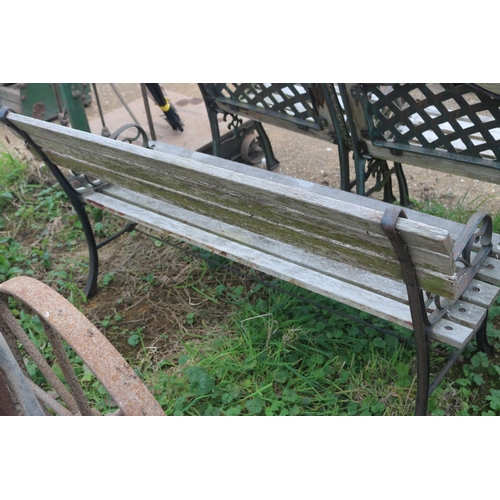 34 - GARDEN METAL/WOOD BENCH & 2 ARMCHAIRS