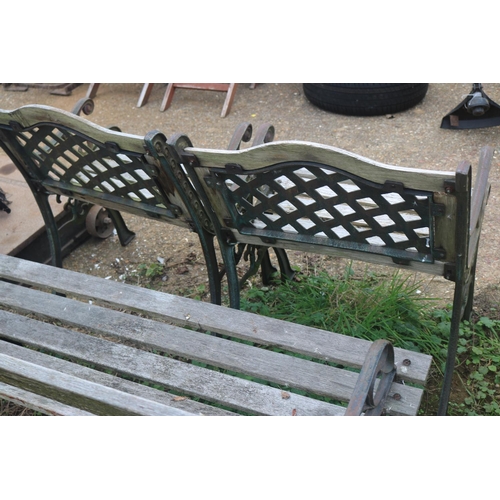 34 - GARDEN METAL/WOOD BENCH & 2 ARMCHAIRS