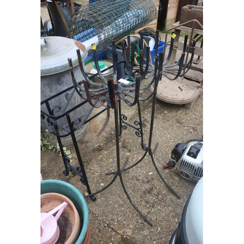 52 - PAIR OF METAL PLANTER STANDS & TROUGH STAND