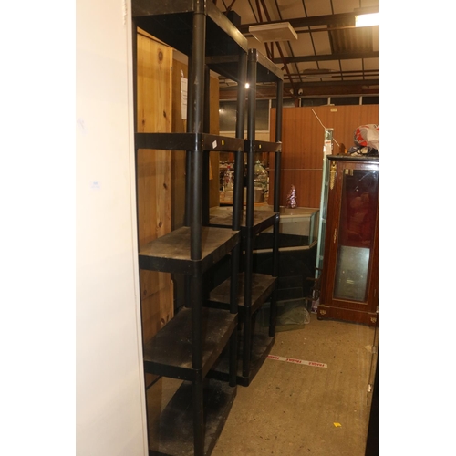 572 - 2 X TALL BLACK SHELVES