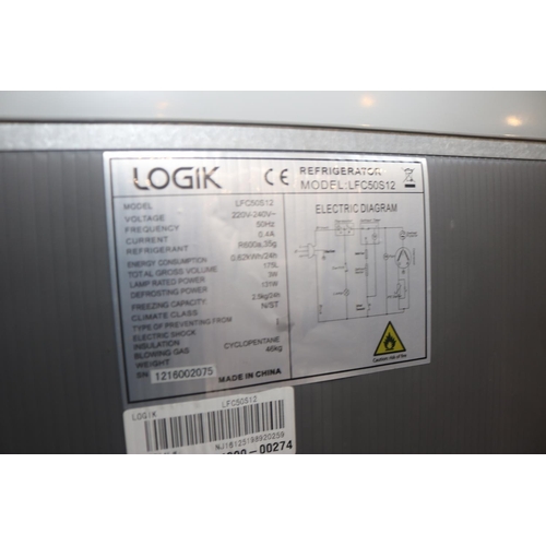 133 - LOGIK FRIDGE/FREEZER - WARRANTED UNTIL 12 NOON ON TUESDAY FOLLOWING THE ABOVE SALE