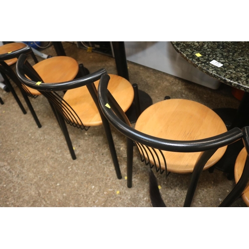 173 - LARGE ROUND MARBLE TABLE & 4 FRANZONI CHAIRS