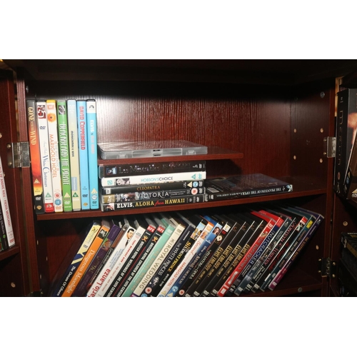 255 - DVD CABINET WITH CONTENTS ETC.