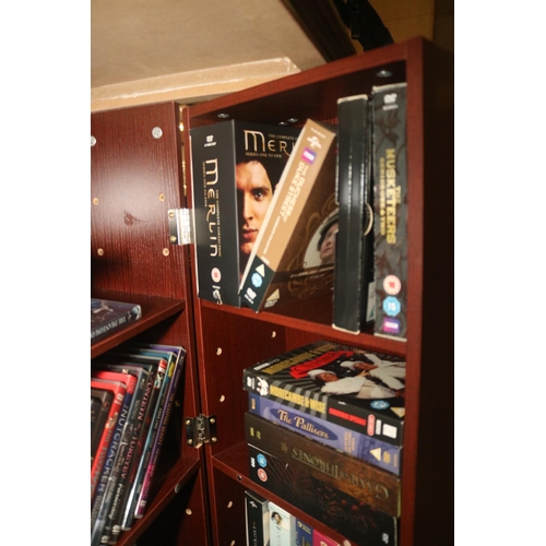 255 - DVD CABINET WITH CONTENTS ETC.