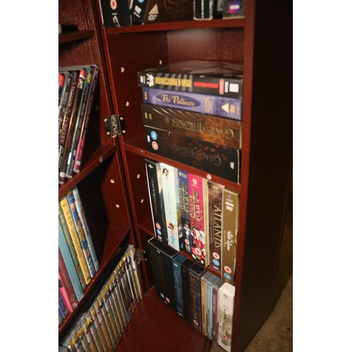 255 - DVD CABINET WITH CONTENTS ETC.