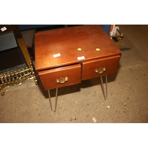 306 - 2 DRAWER WOODEN TABLE WITH CHROME LEGS