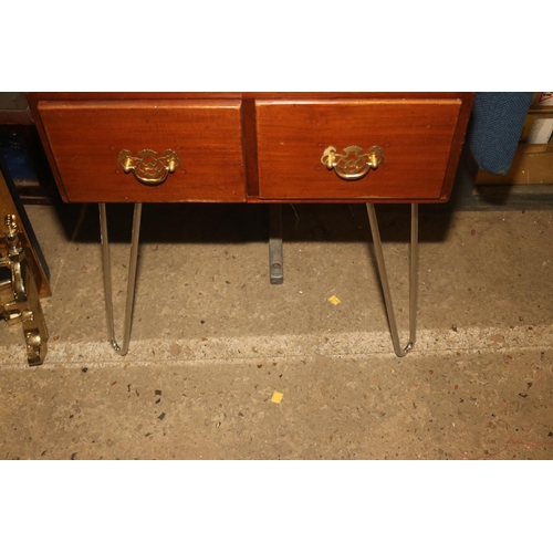 306 - 2 DRAWER WOODEN TABLE WITH CHROME LEGS