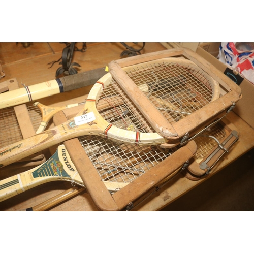 317 - COLLECTION OF ANTIQUE RACKETS & CLAMPS