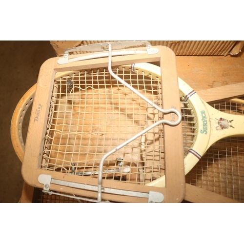 317 - COLLECTION OF ANTIQUE RACKETS & CLAMPS