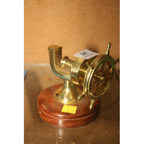 348 - BRASS SHIPS WHEEL NUT CRACKER