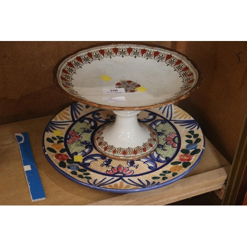 350 - CERAMIC PLATE & CAKE STAND