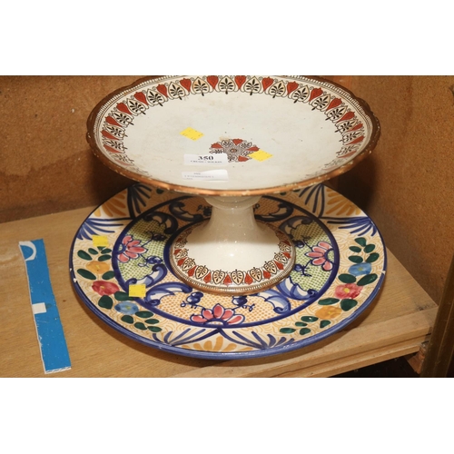 350 - CERAMIC PLATE & CAKE STAND