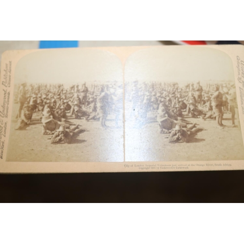 355 - SET OF BOER WAR STEREOSCOPIC CARDS WITH INFO ON REVERSE
13 CARDS IN TOTAL