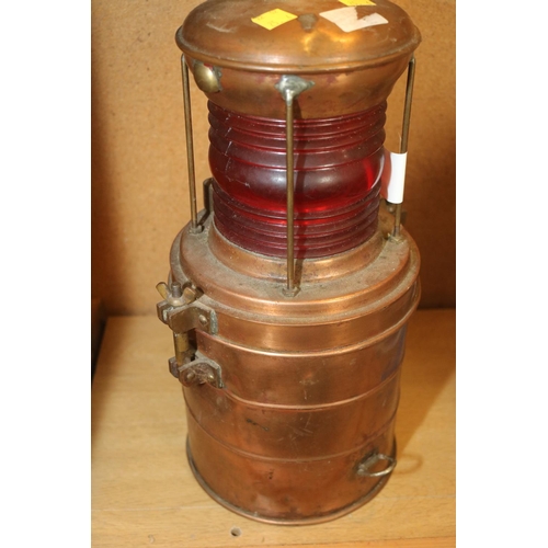 359 - LARGE RAILWAY LAMP & OTHER IN BOX (OLD)