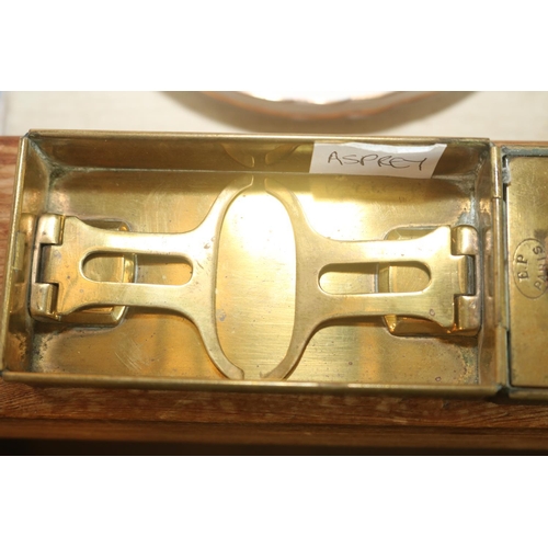 367 - ASPREY BOXED LEATHER BUCKLE & APREY LEATHER/BRASS SPIRIT WARMER