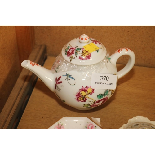 370 - 2 OLD PIECES OF SMALL CHINA & MODERN BOW TEAPOT