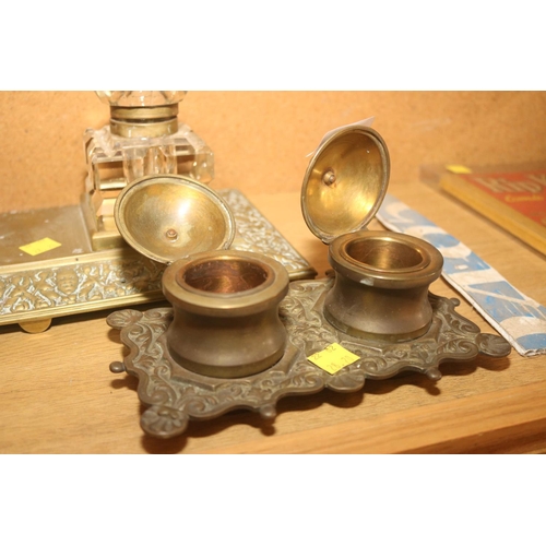 419 - 2 BRASS INKWELL SETS