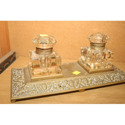 419 - 2 BRASS INKWELL SETS