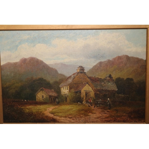 438 - ANTIQUE OIL - SCOTTISH COTTAGE SCENE