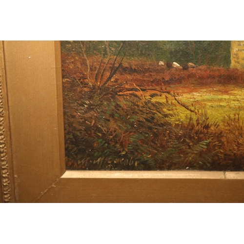 438 - ANTIQUE OIL - SCOTTISH COTTAGE SCENE