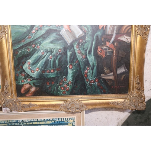 439 - LARGE OIL OF LADY IN GILT FRAME