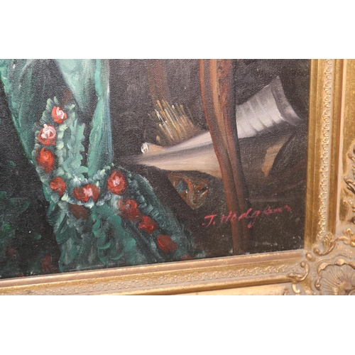 439 - LARGE OIL OF LADY IN GILT FRAME