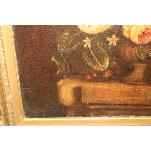 444 - ANTIQUE STILL LIFE FLOWERS IN GILT FRAME