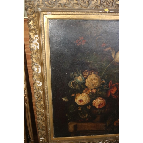 444 - ANTIQUE STILL LIFE FLOWERS IN GILT FRAME