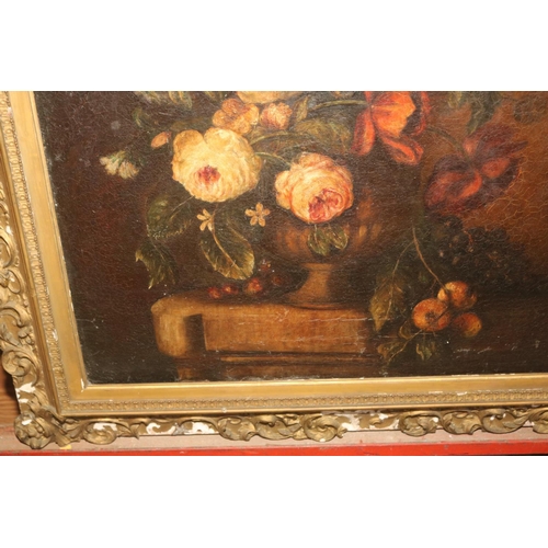 444 - ANTIQUE STILL LIFE FLOWERS IN GILT FRAME