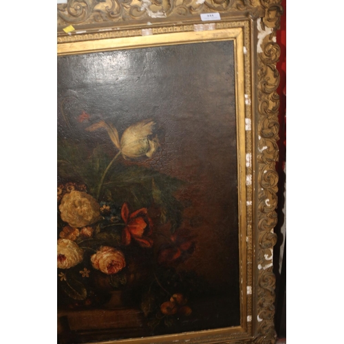 444 - ANTIQUE STILL LIFE FLOWERS IN GILT FRAME