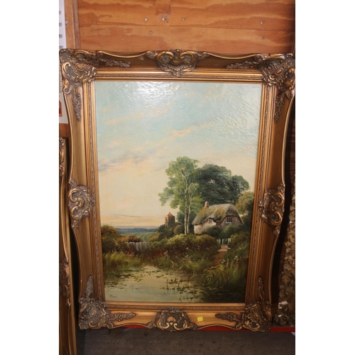 445 - PAIR OF ANTIQUE OIL PAINTINGS IN GILT FRAMES