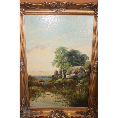 445 - PAIR OF ANTIQUE OIL PAINTINGS IN GILT FRAMES