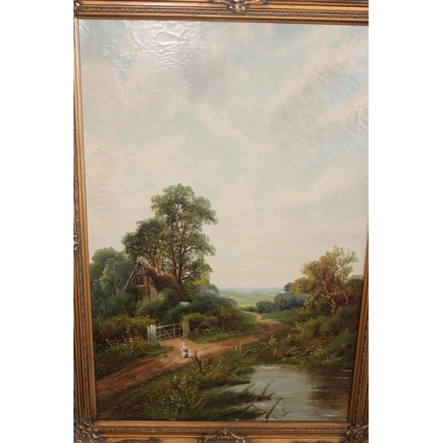 445 - PAIR OF ANTIQUE OIL PAINTINGS IN GILT FRAMES