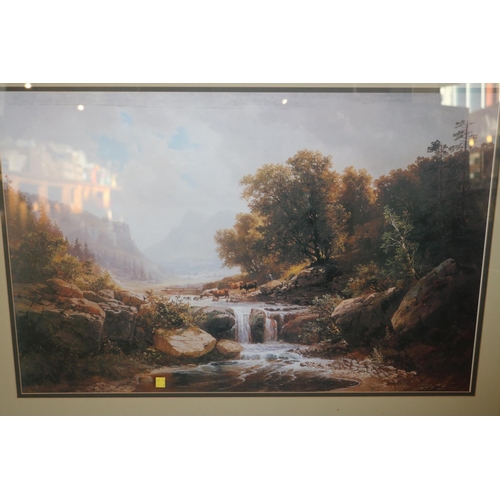 449 - LARGE FRAMED PRINT 'ABOVE THE FALLS' BY OTTO SOMMER