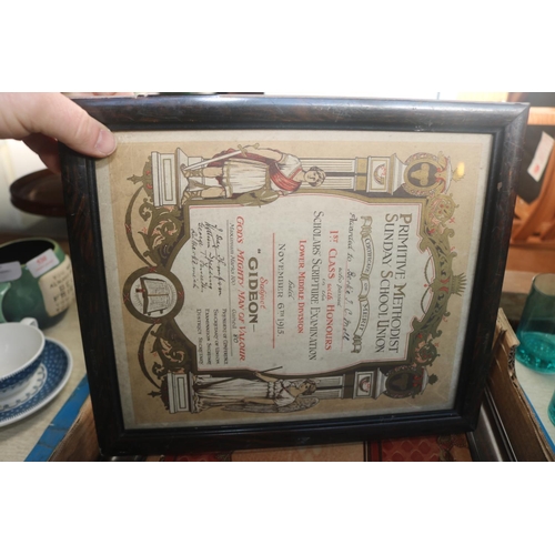 475 - BOX OF ANTIQUE CERTIFICATES ETC.