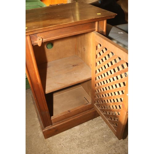 496 - LATTICE WORK PINE CUPBOARD