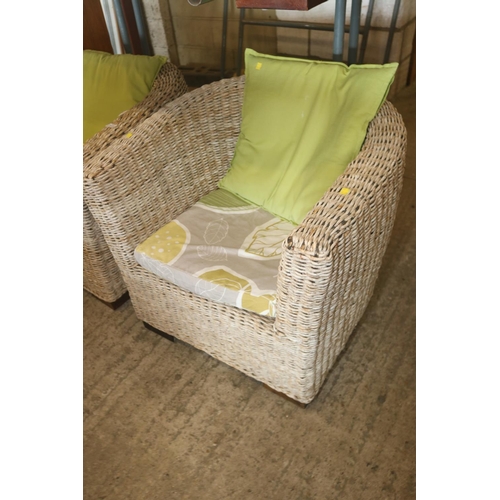 502 - WICKER 2 CHAIRS, SOFA & TABLE